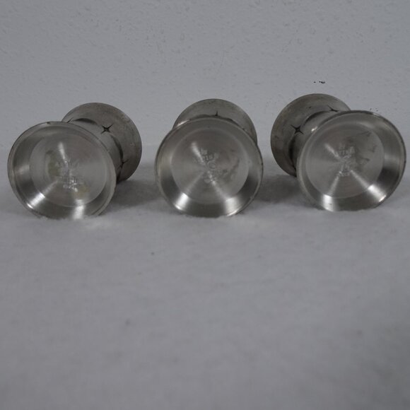 Vintage SKS ZINN 95% Pewter Embossed Shot Glass Set of 3 Cups Goblet - Picture 5 of 8